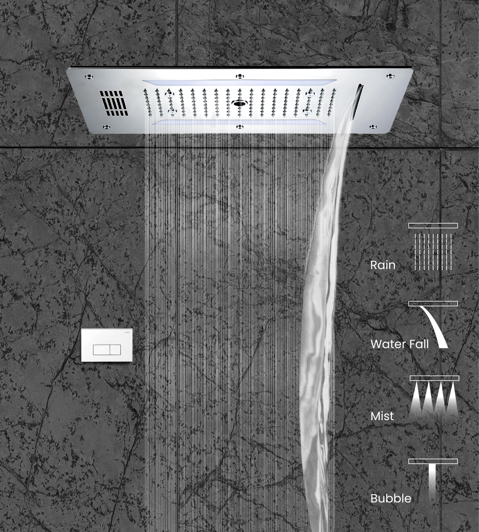 Luxury ceiling-mounted rain shower head for modern bathrooms