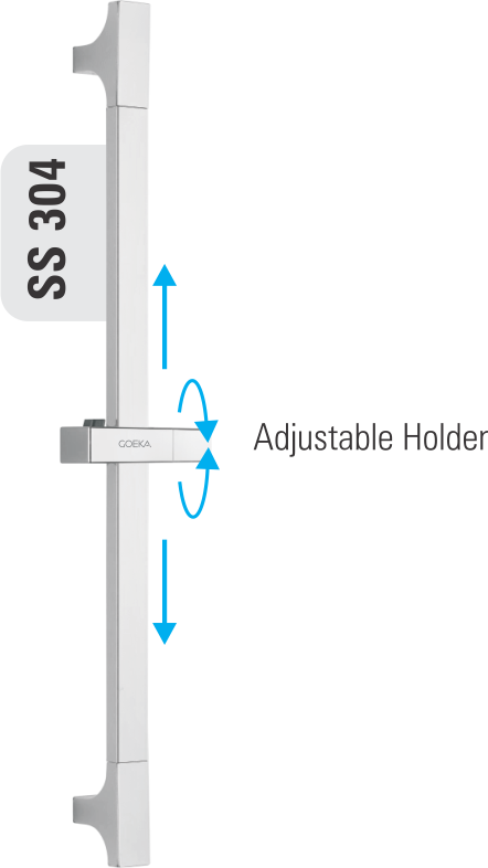 GOEKA 600mm Square SS 304 Sliding Bar | Adjustable Hand Shower Rail | Sleek Modern Design | Corrosion Resistant Build