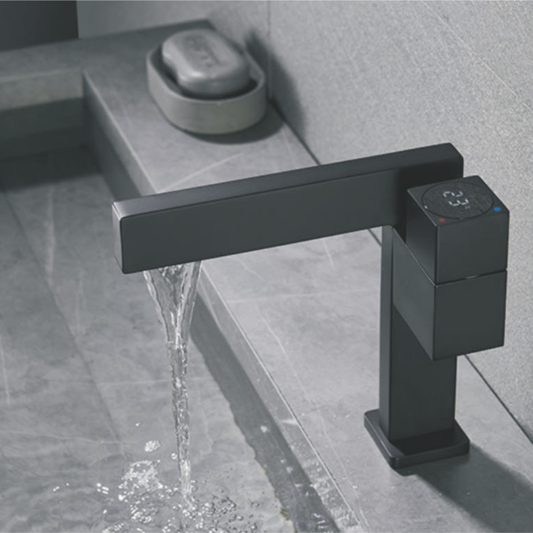 Single Lever Basin Mixer with LED Display  SL-1005B (Black Finish)