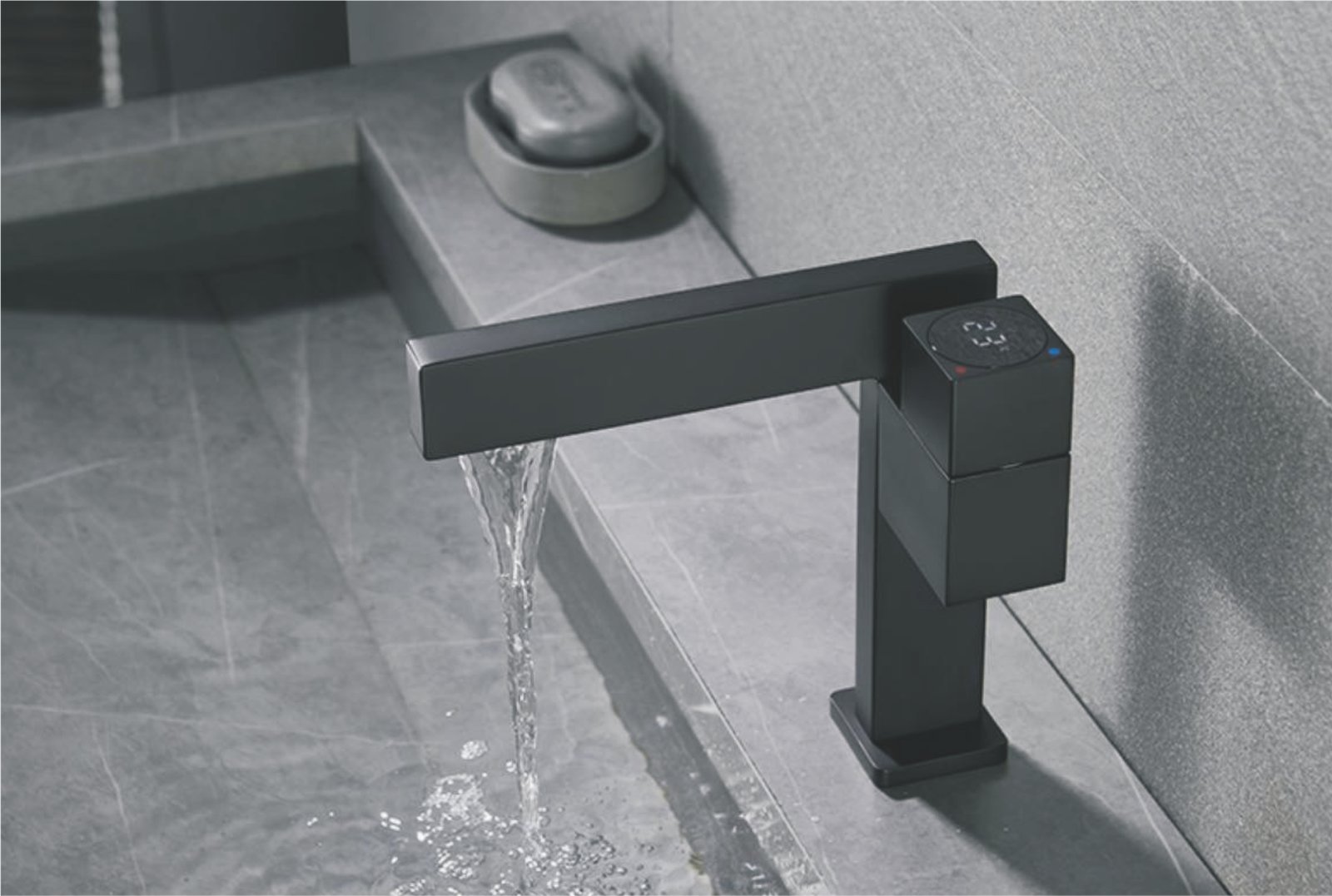 Single Lever Basin Mixer with LED Display  SL-1005B (Black Finish)