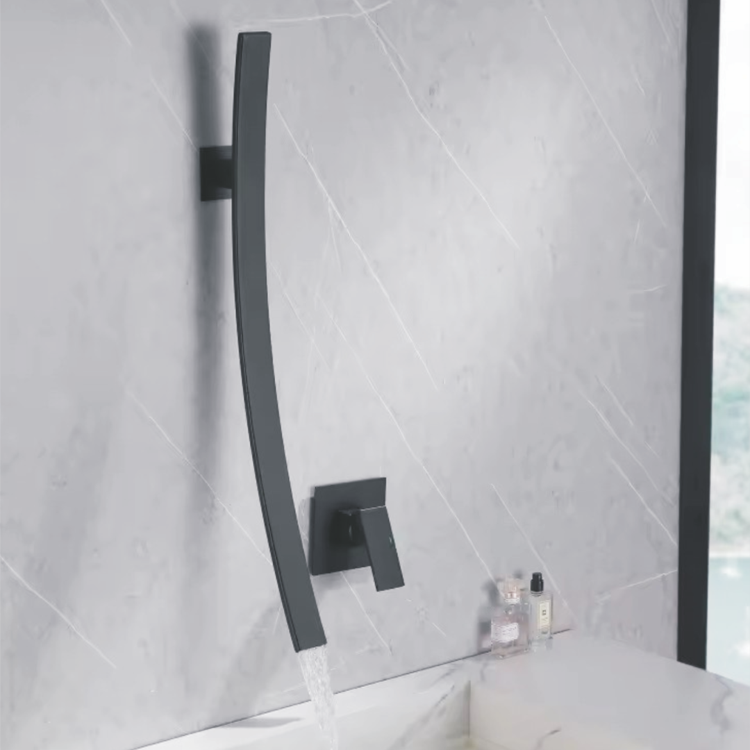 GOEKA Floor Mount Mixer Tap Matte Black Finish | Freestanding Basin & Bathtub Fitting | Luxury Bathroom Fixture