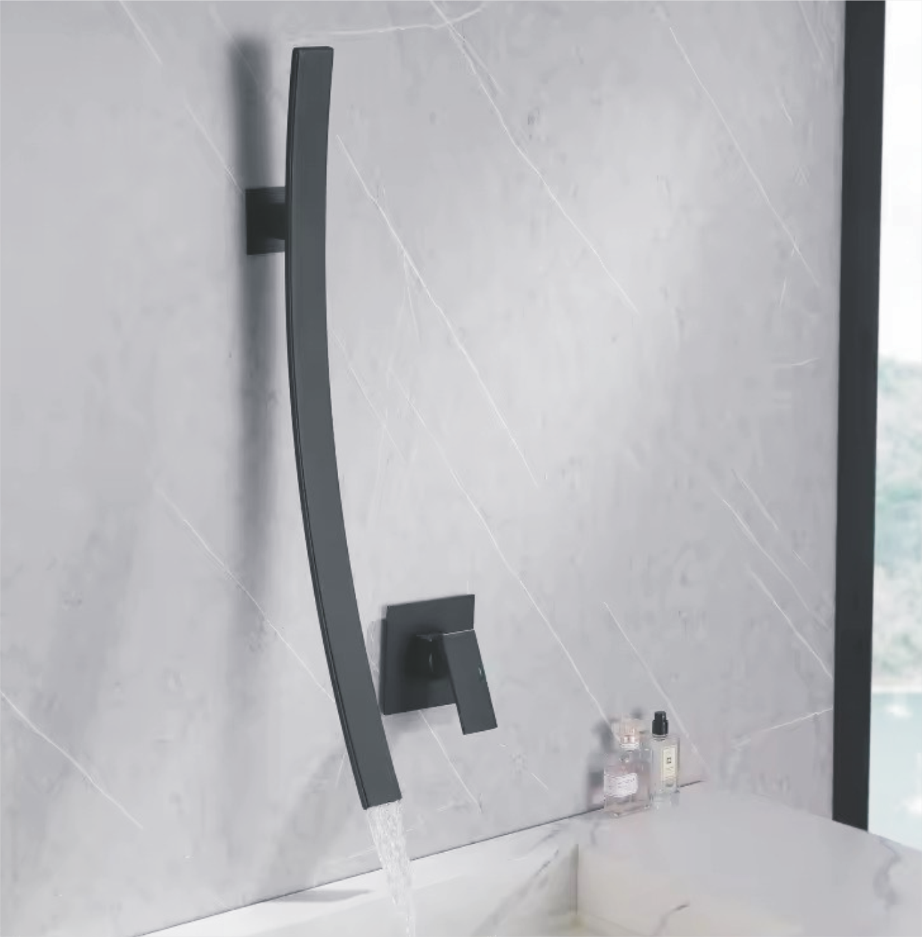 GOEKA Floor Mount Mixer Tap Matte Black Finish | Freestanding Basin & Bathtub Fitting | Luxury Bathroom Fixture