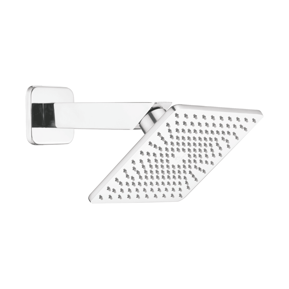 GOEKA Drizzle 100mm ultra slim square stainless steel shower head with SS 304 shower arm and flange installed in a modern bathroom.