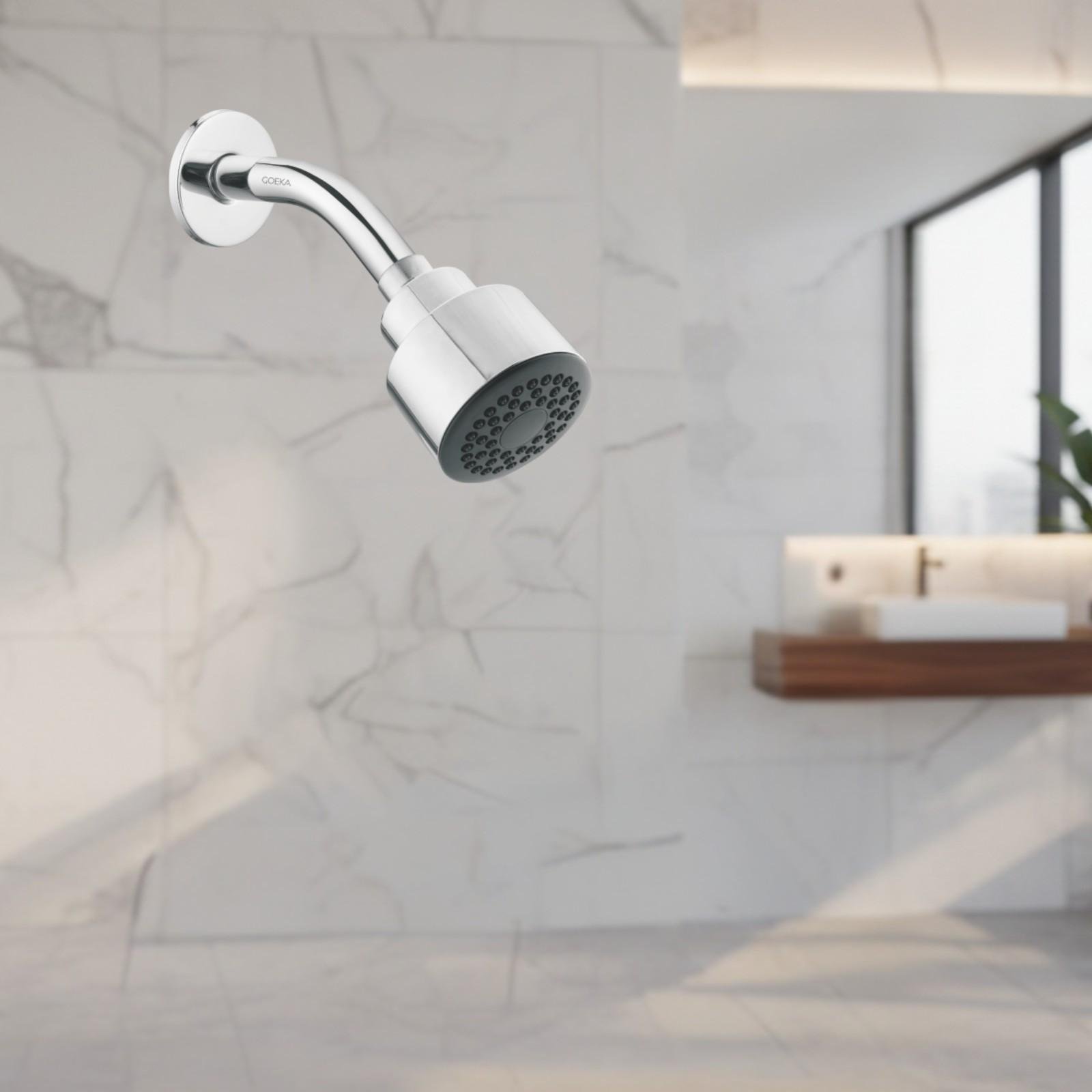 Compact round shower head for small bathroom