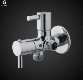 Brass Angle Valve with Wall Flange | 2-Way Water Outlet Control Tap for Bathroom, Wash Basin & Kitchen | Premium Chrome Finish, Wall Mount Installation