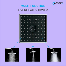 ABS Auto Switch Shower Head, 3 Mode High Pressure Overhead Shower Fixed Mount